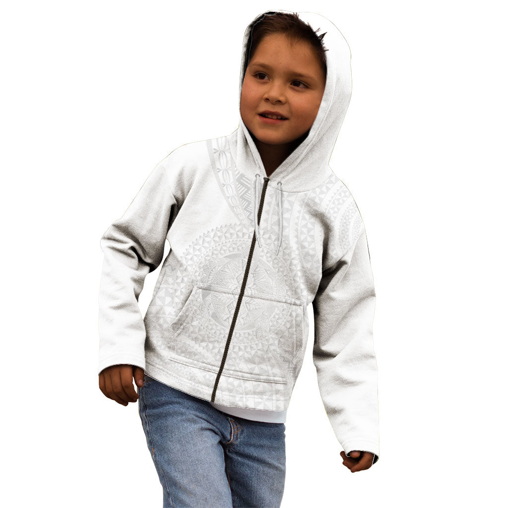 Tonga White Sunday Kid Hoodie Fakame Tongan Ngatu Turtle LT14 - Polynesian Pride