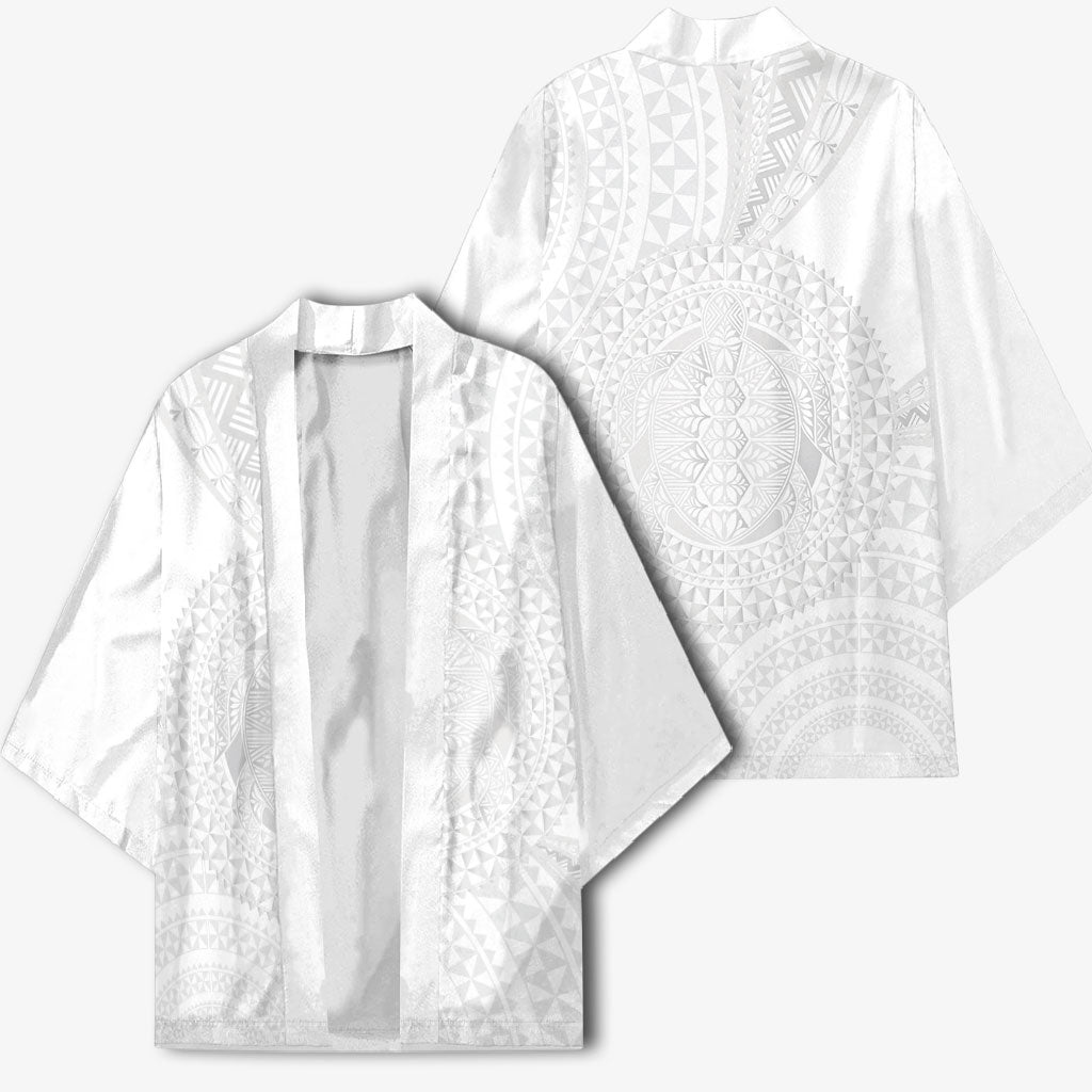 Tonga White Sunday Kimono Fakame Tongan Ngatu Turtle LT14 - Polynesian Pride