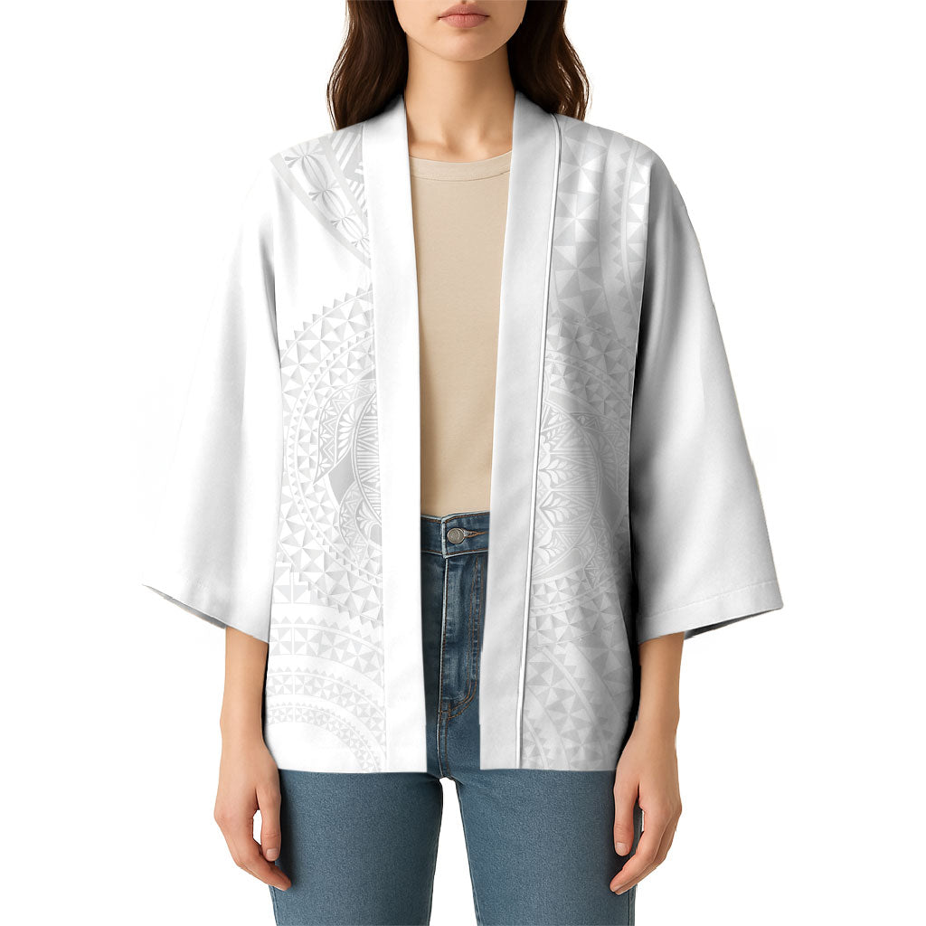 Tonga White Sunday Kimono Fakame Tongan Ngatu Turtle LT14 - Polynesian Pride