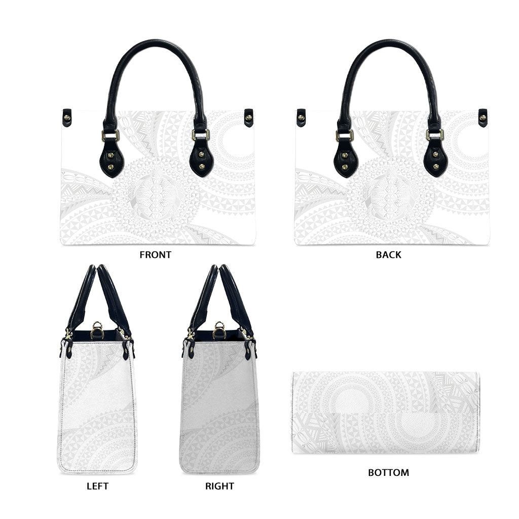 Tonga White Sunday Leather Bag Fakame Tongan Ngatu Turtle LT14 - Polynesian Pride