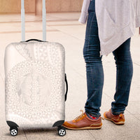 Tonga White Sunday Luggage Cover Fakame Tongan Ngatu Turtle LT14 White - Polynesian Pride