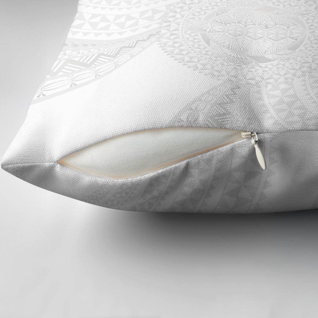 Tonga White Sunday Pillow Cover Fakame Tongan Ngatu Turtle LT14 - Polynesian Pride