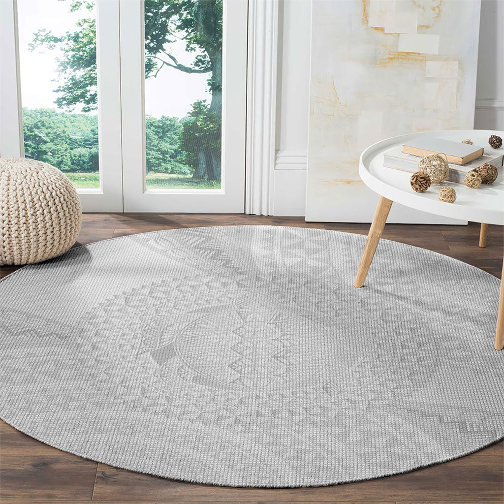 Tonga White Sunday Round Carpet Fakame Tongan Ngatu Turtle LT14 - Polynesian Pride