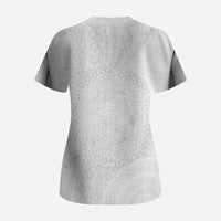 Tonga White Sunday Scrub Top Fakame Tongan Ngatu Turtle LT14 - Polynesian Pride