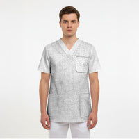 Tonga White Sunday Scrub Top Fakame Tongan Ngatu Turtle LT14 - Polynesian Pride