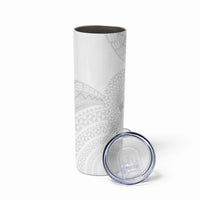 Tonga White Sunday Skinny Tumbler Fakame Tongan Ngatu Turtle LT14 - Polynesian Pride