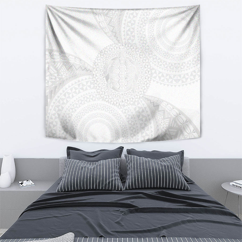 Tonga White Sunday Tapestry Fakame Tongan Ngatu Turtle LT14 - Polynesian Pride