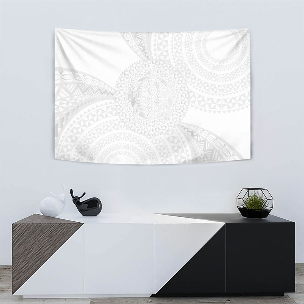 Tonga White Sunday Tapestry Fakame Tongan Ngatu Turtle LT14 - Polynesian Pride