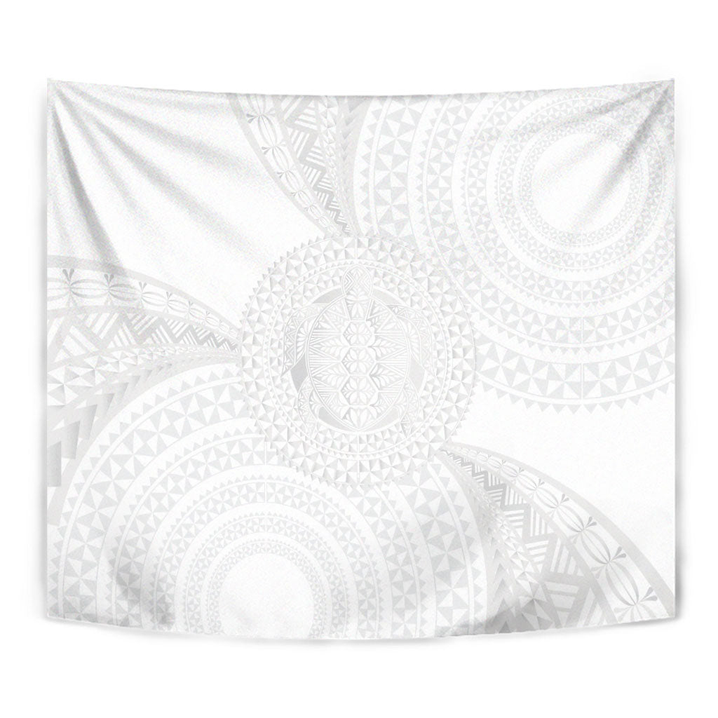Tonga White Sunday Tapestry Fakame Tongan Ngatu Turtle LT14 - Polynesian Pride