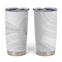 Tonga White Sunday Tumbler Cup Fakame Tongan Ngatu Turtle LT14 White - Polynesian Pride