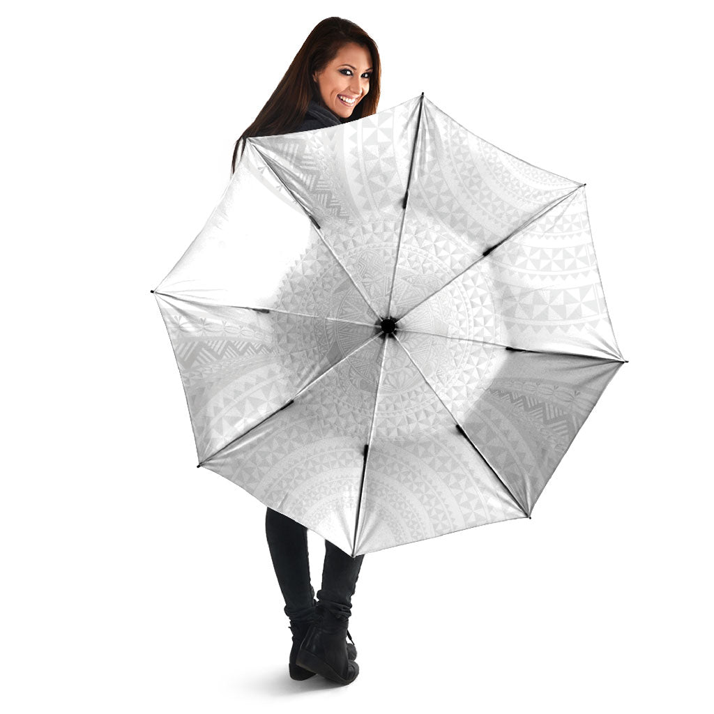 Tonga White Sunday Umbrella Fakame Tongan Ngatu Turtle LT14 - Polynesian Pride