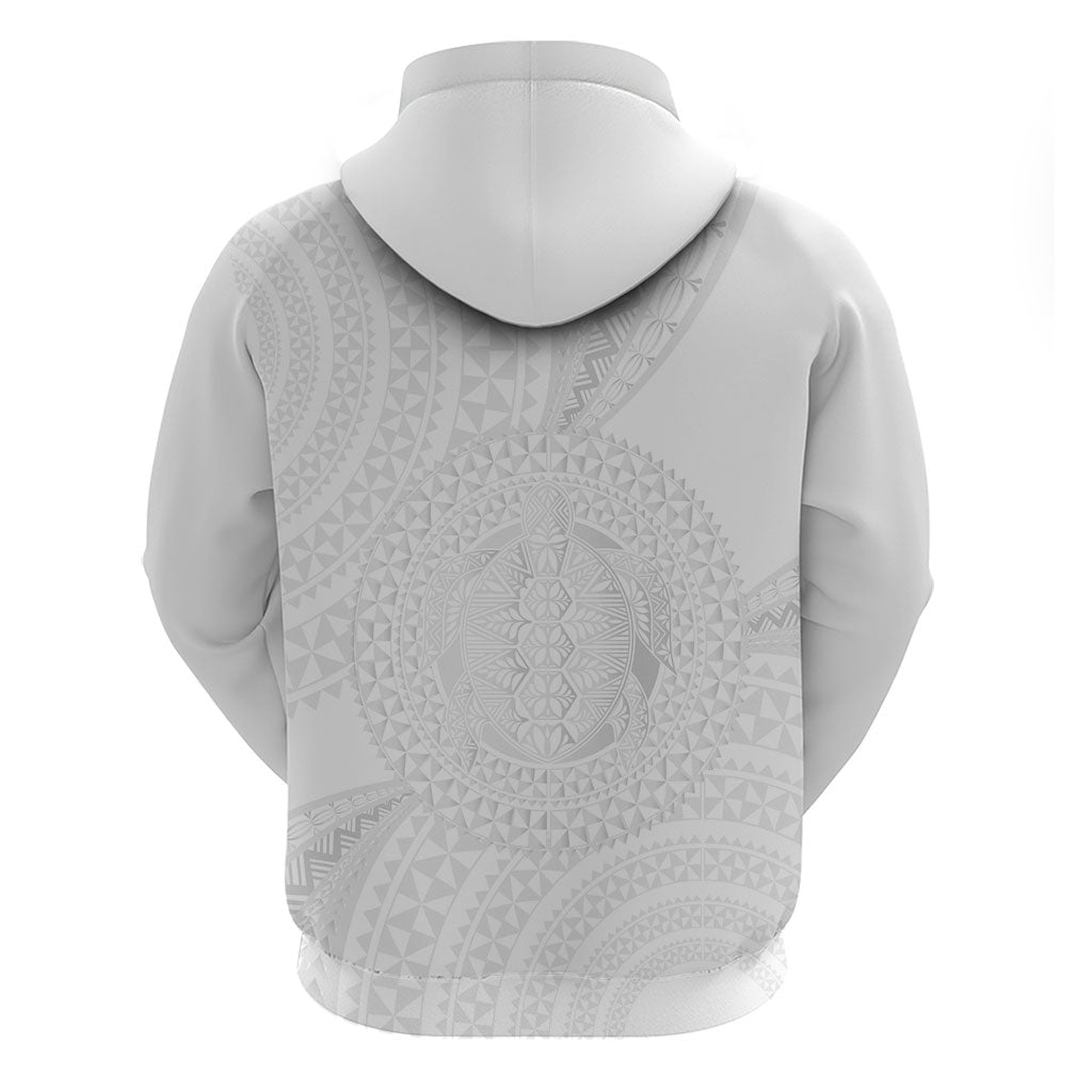 Tonga White Sunday Zip Hoodie Fakame Tongan Ngatu Turtle