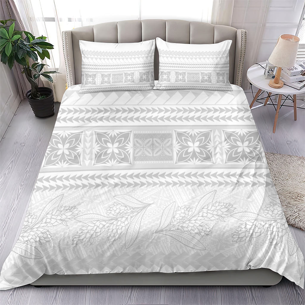 Samoa White Sunday Bedding Set Lotu Tamaiti Samoan Siapo Teuila Flowers