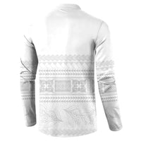 Samoa White Sunday Button Sweatshirt Lotu Tamaiti Samoan Siapo Teuila Flowers LT14 - Polynesian Pride