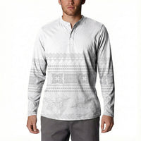Samoa White Sunday Button Sweatshirt Lotu Tamaiti Samoan Siapo Teuila Flowers LT14 - Polynesian Pride