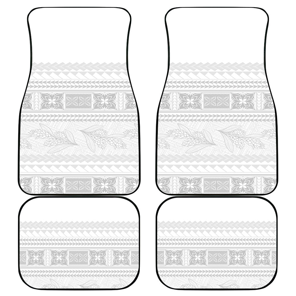 Samoa White Sunday Car Mats Lotu Tamaiti Samoan Siapo Teuila Flowers LT14 - Polynesian Pride