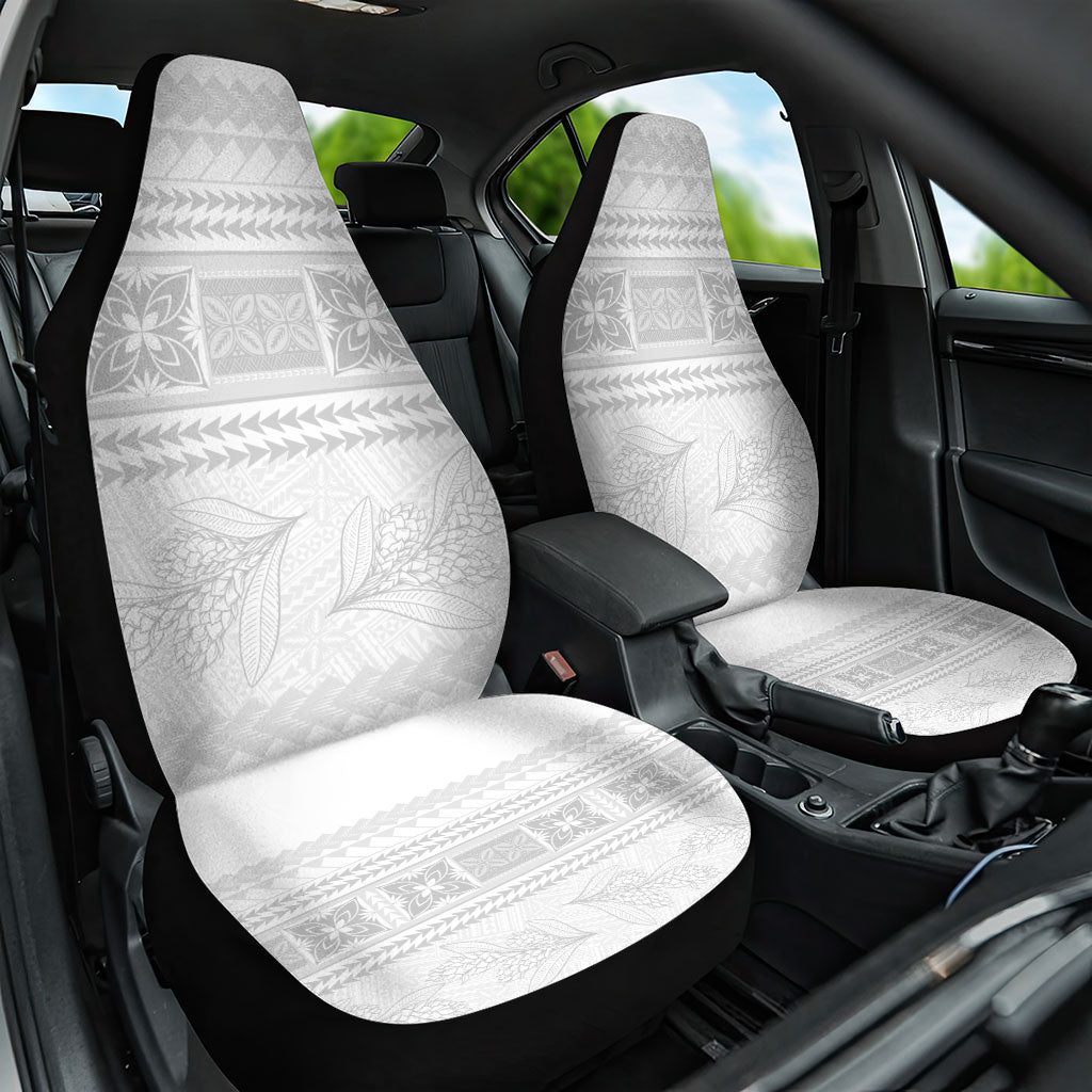 Samoa White Sunday Car Seat Cover Lotu Tamaiti Samoan Siapo Teuila Flowers LT14 One Size White - Polynesian Pride