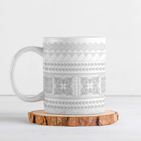 Samoa White Sunday Ceramic Mug Lotu Tamaiti Samoan Siapo Teuila Flowers LT14 White - Polynesian Pride