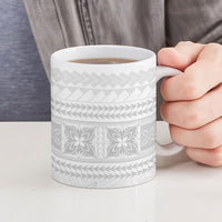 Samoa White Sunday Ceramic Mug Lotu Tamaiti Samoan Siapo Teuila Flowers LT14 - Polynesian Pride