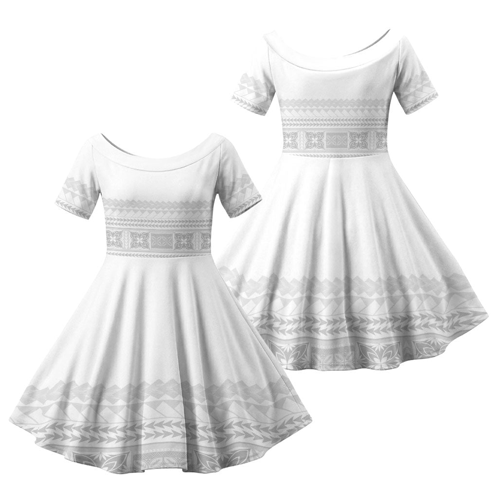Samoa White Sunday Family Matching Summer Maxi Dress and Hawaiian Shirt Lotu Tamaiti Samoan Siapo Teuila Flowers