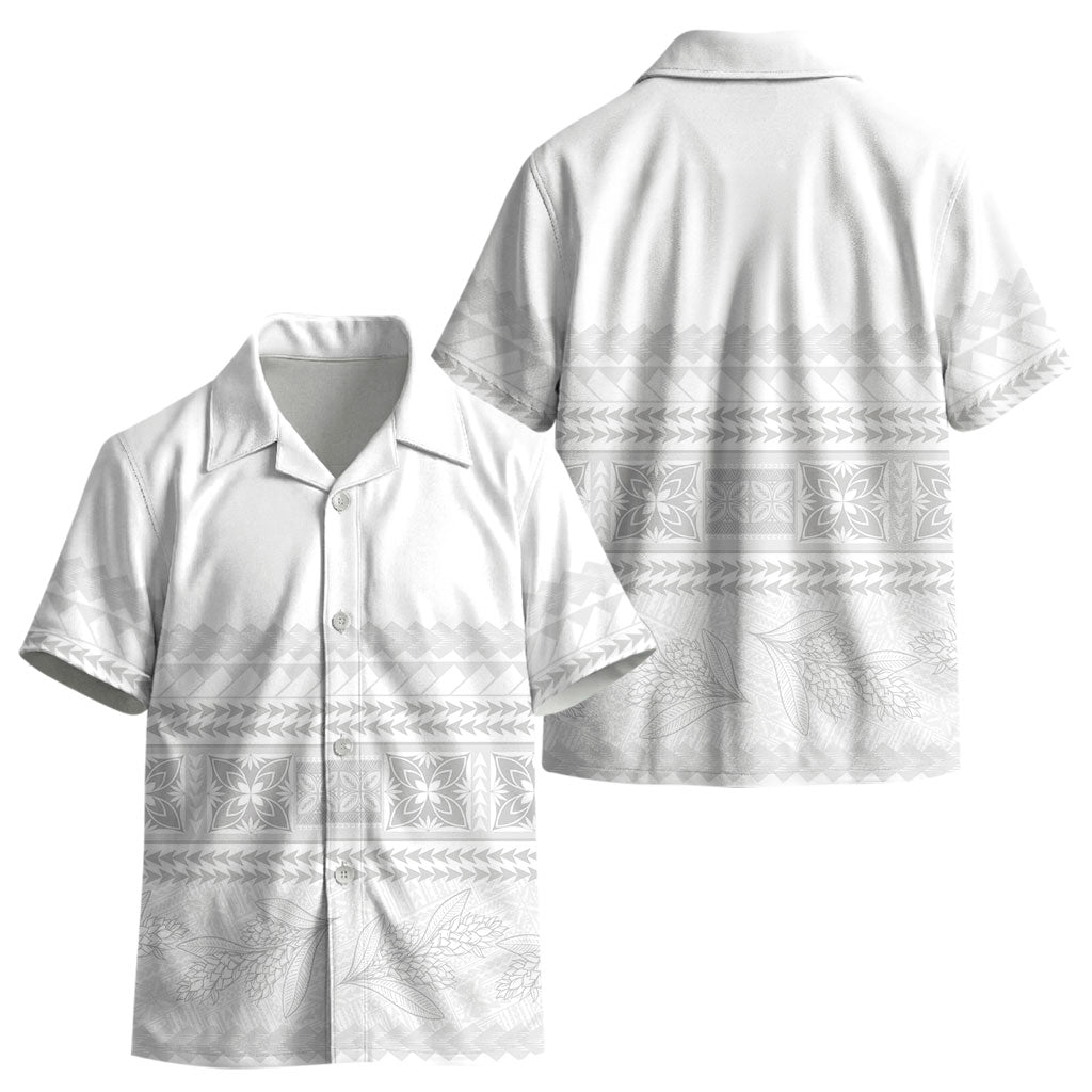 Samoa White Sunday Kid Hawaiian Shirt Lotu Tamaiti Samoan Siapo Teuila Flowers LT14 - Polynesian Pride