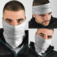 Samoa White Sunday Neck Gaiter Lotu Tamaiti Samoan Siapo Teuila Flowers LT14 - Polynesian Pride