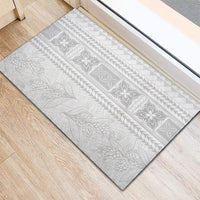 Samoa White Sunday Rubber Doormat Lotu Tamaiti Samoan Siapo Teuila Flowers LT14 - Polynesian Pride