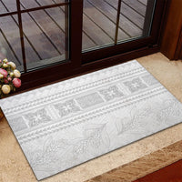 Samoa White Sunday Rubber Doormat Lotu Tamaiti Samoan Siapo Teuila Flowers LT14 - Polynesian Pride