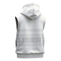 Samoa White Sunday Sleeveless Hoodie Lotu Tamaiti Samoan Siapo Teuila Flowers LT14 - Polynesian Pride