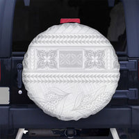 Samoa White Sunday Spare Tire Cover Lotu Tamaiti Samoan Siapo Teuila Flowers LT14 No hole White - Polynesian Pride