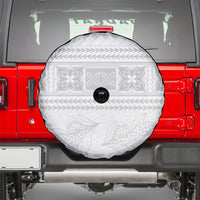 Samoa White Sunday Spare Tire Cover Lotu Tamaiti Samoan Siapo Teuila Flowers LT14 - Polynesian Pride