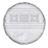 Samoa White Sunday Spare Tire Cover Lotu Tamaiti Samoan Siapo Teuila Flowers LT14 - Polynesian Pride
