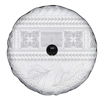 Samoa White Sunday Spare Tire Cover Lotu Tamaiti Samoan Siapo Teuila Flowers LT14 - Polynesian Pride
