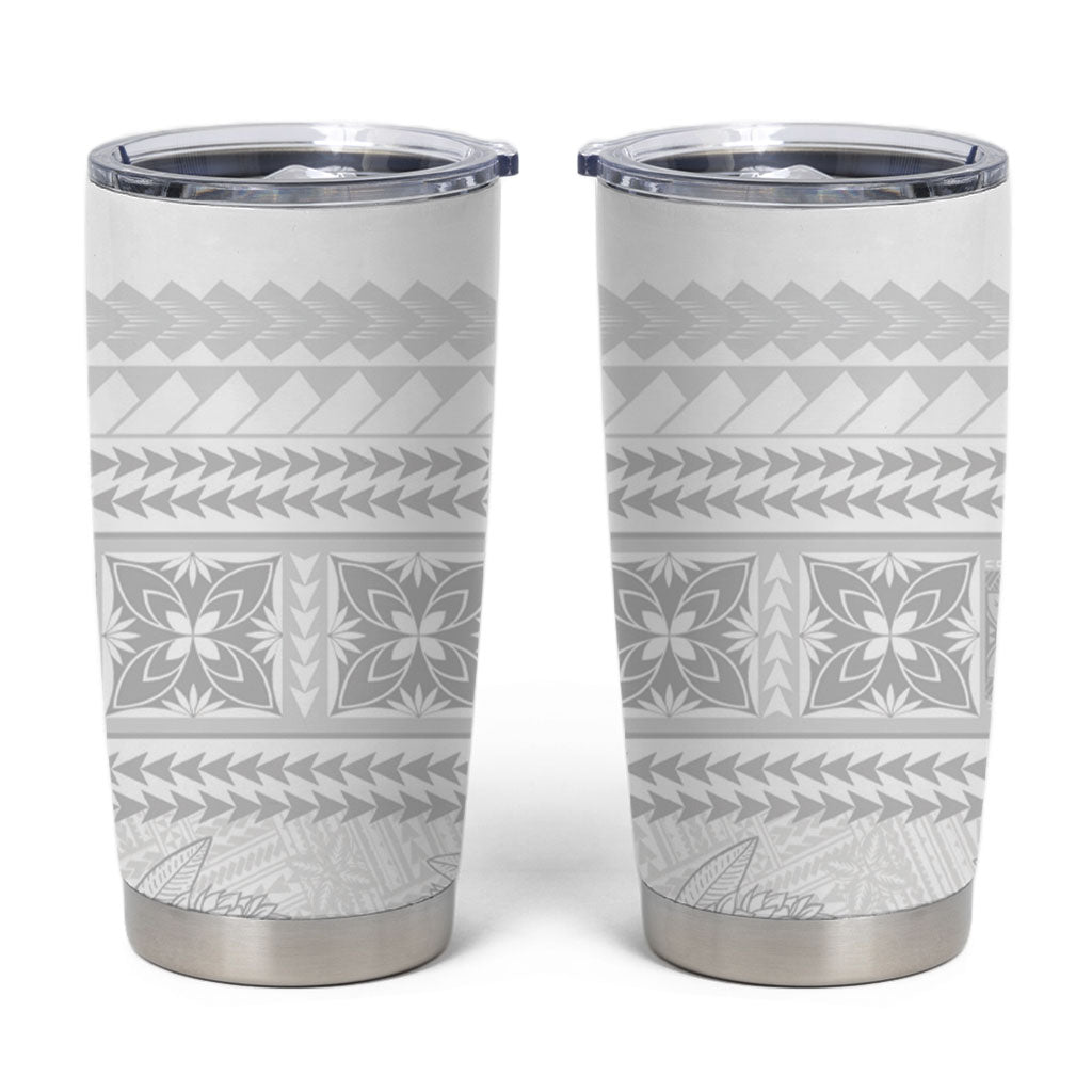 Samoa White Sunday Tumbler Cup Lotu Tamaiti Samoan Siapo Teuila Flowers LT14 White - Polynesian Pride