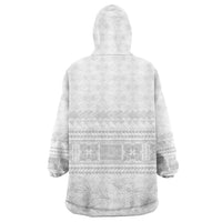 Samoa White Sunday Wearable Blanket Hoodie Lotu Tamaiti Samoan Siapo Teuila Flowers