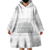 Samoa White Sunday Wearable Blanket Hoodie Lotu Tamaiti Samoan Siapo Teuila Flowers