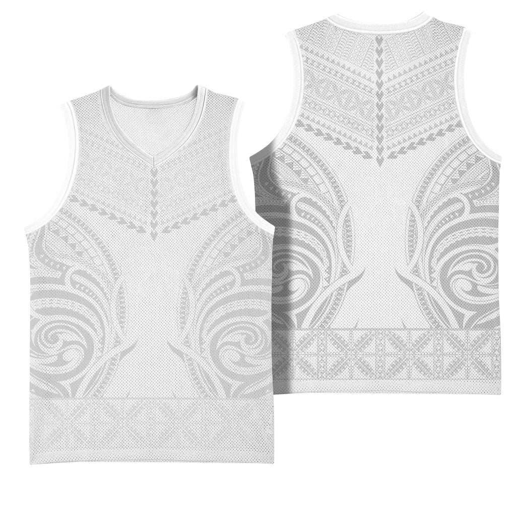Niue White Sunday Basketball Jersey Aho Tapu Fanau Hiapo Pattern LT14 - Polynesian Pride