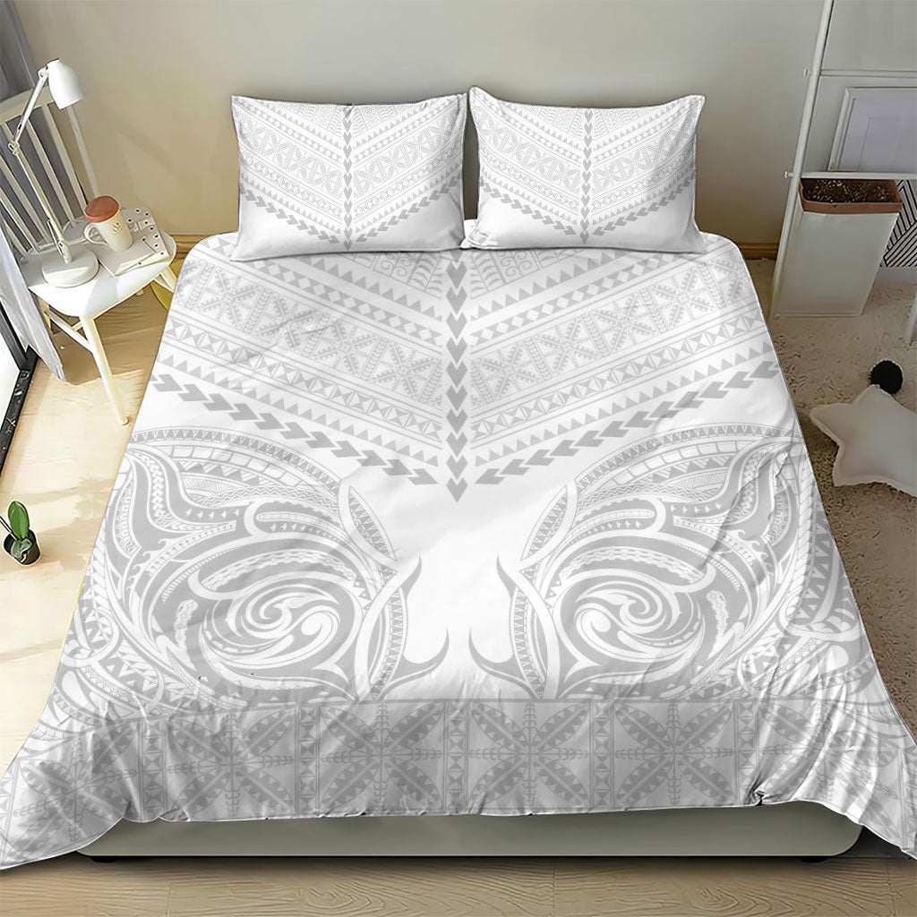 Niue White Sunday Bedding Set Aho Tapu Fanau Hiapo Pattern LT14 - Polynesian Pride
