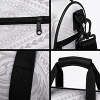 Niue White Sunday Duffle Bag Aho Tapu Fanau Hiapo Pattern