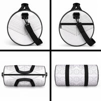 Niue White Sunday Duffle Bag Aho Tapu Fanau Hiapo Pattern