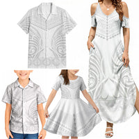 Niue White Sunday Family Matching Summer Maxi Dress and Hawaiian Shirt Aho Tapu Fanau Hiapo Pattern LT14 - Polynesian Pride