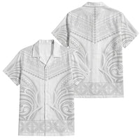 Niue White Sunday Family Matching Summer Maxi Dress and Hawaiian Shirt Aho Tapu Fanau Hiapo Pattern LT14 Dad's Shirt - Short Sleeve White - Polynesian Pride