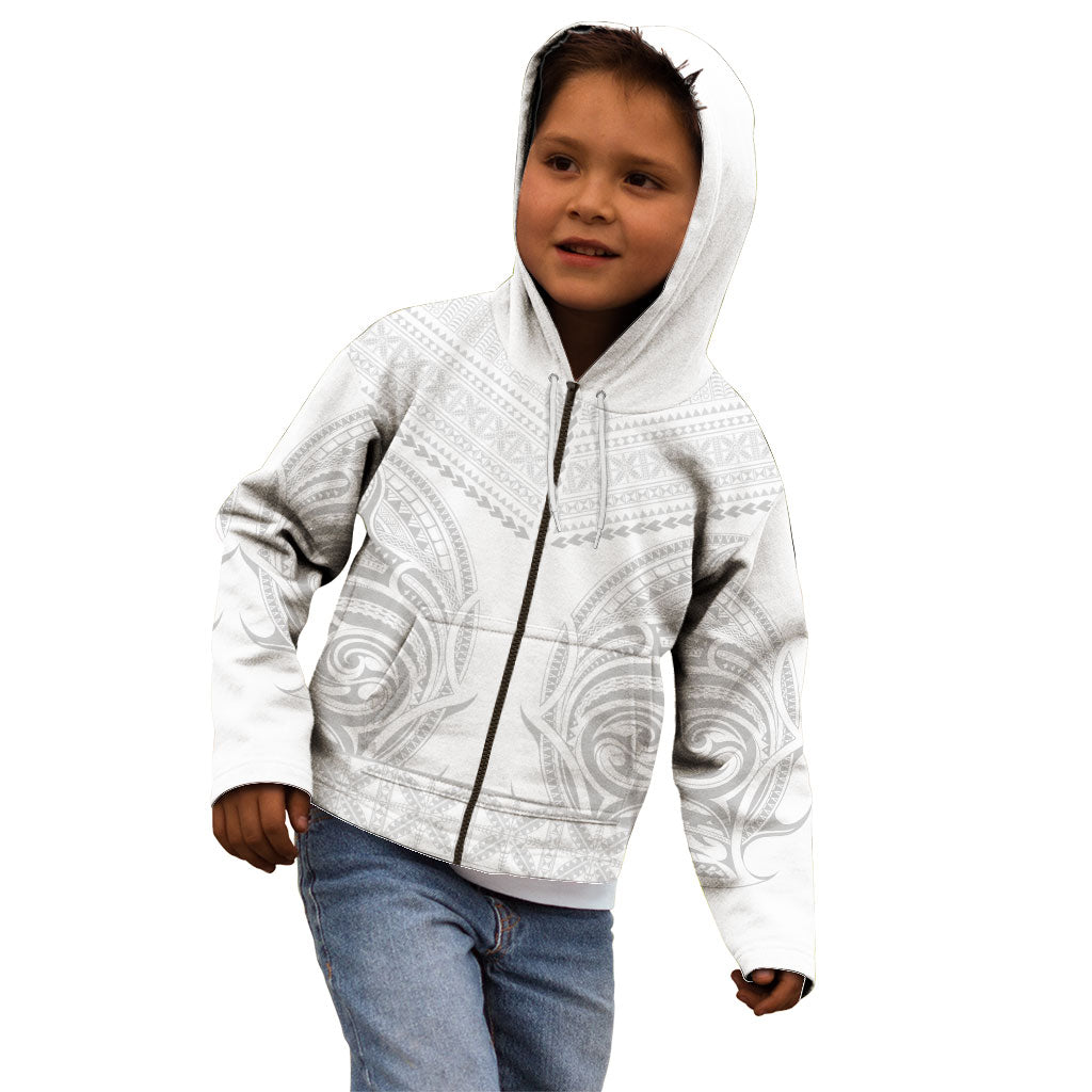 Niue White Sunday Kid Hoodie Aho Tapu Fanau Hiapo Pattern LT14 - Polynesian Pride
