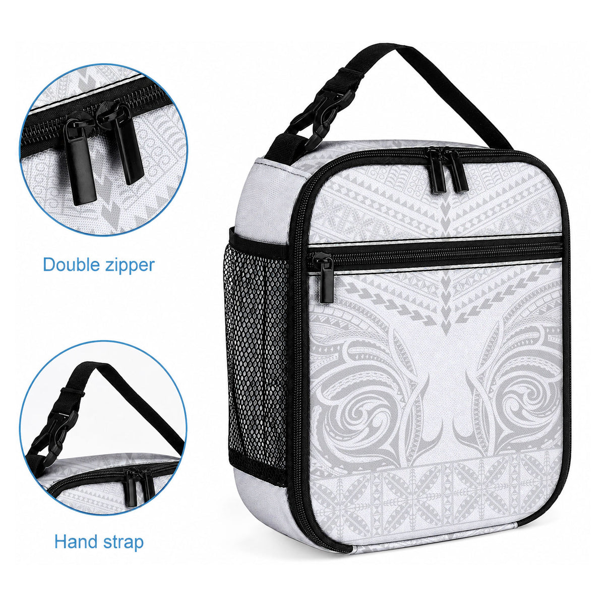 Niue White Sunday Lunch Bag Aho Tapu Fanau Hiapo Pattern