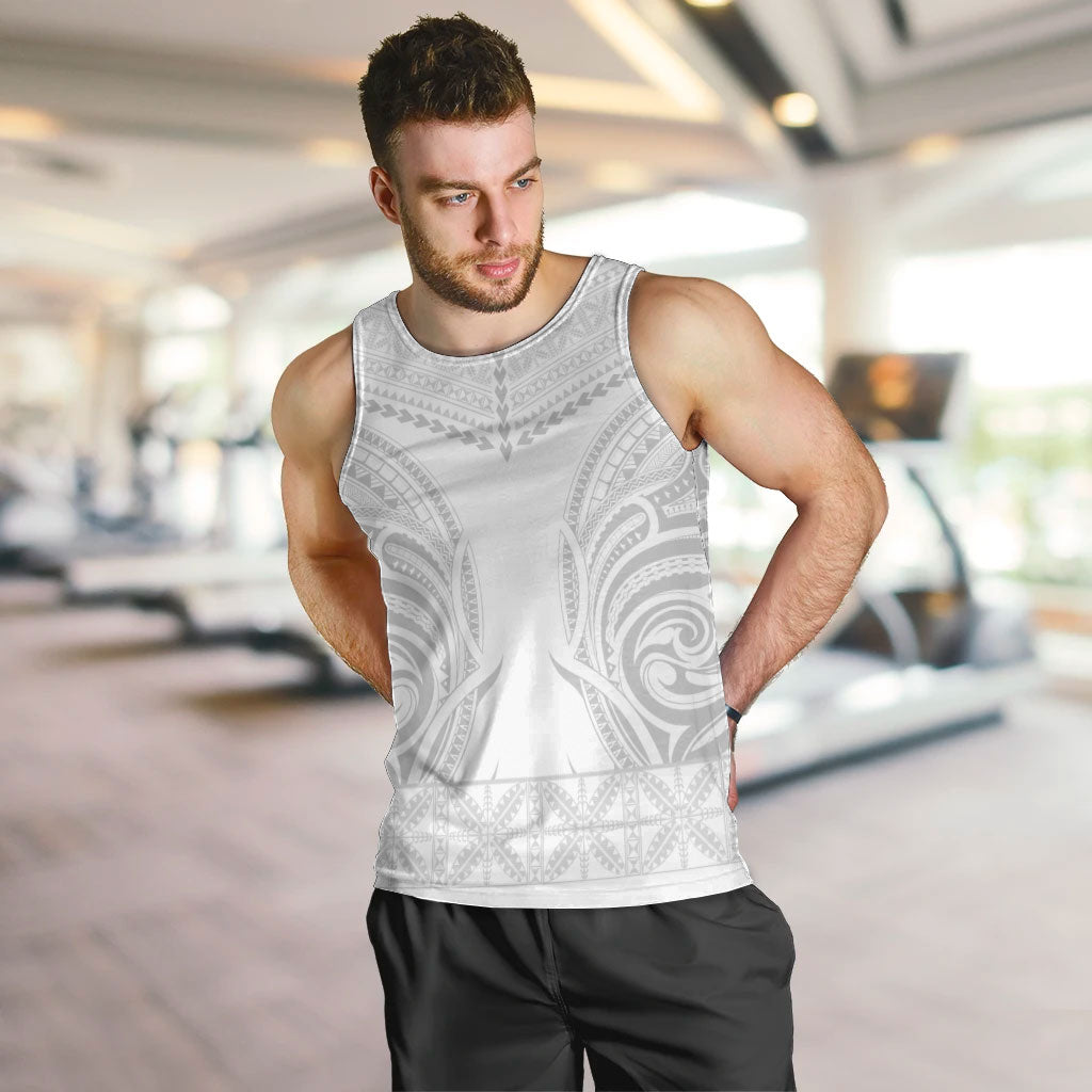 Niue White Sunday Men Tank Top Aho Tapu Fanau Hiapo Pattern