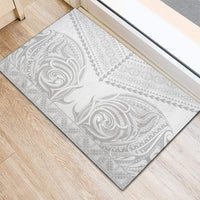 Niue White Sunday Rubber Doormat Aho Tapu Fanau Hiapo Pattern LT14 - Polynesian Pride