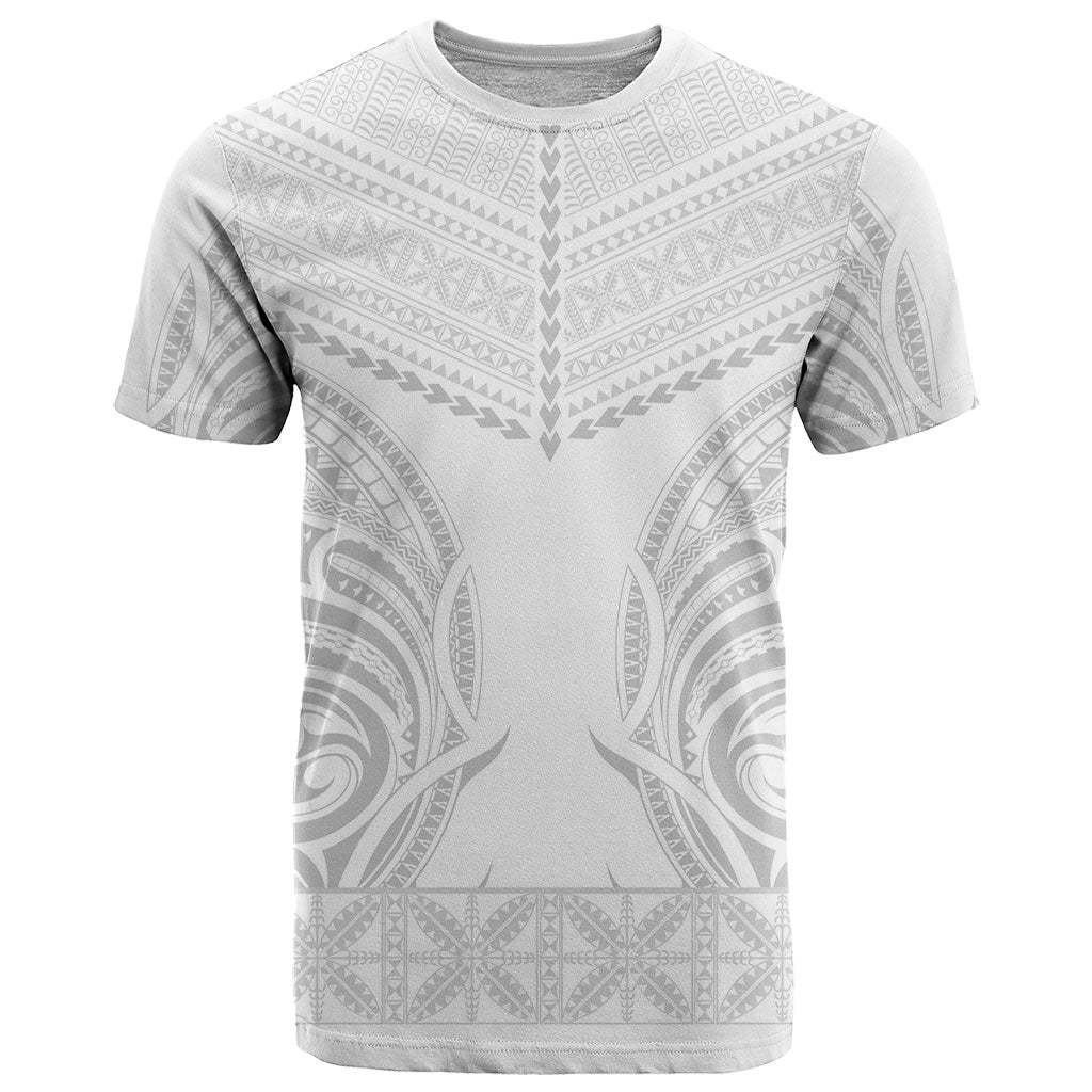 Niue White Sunday T Shirt Aho Tapu Fanau Hiapo Pattern