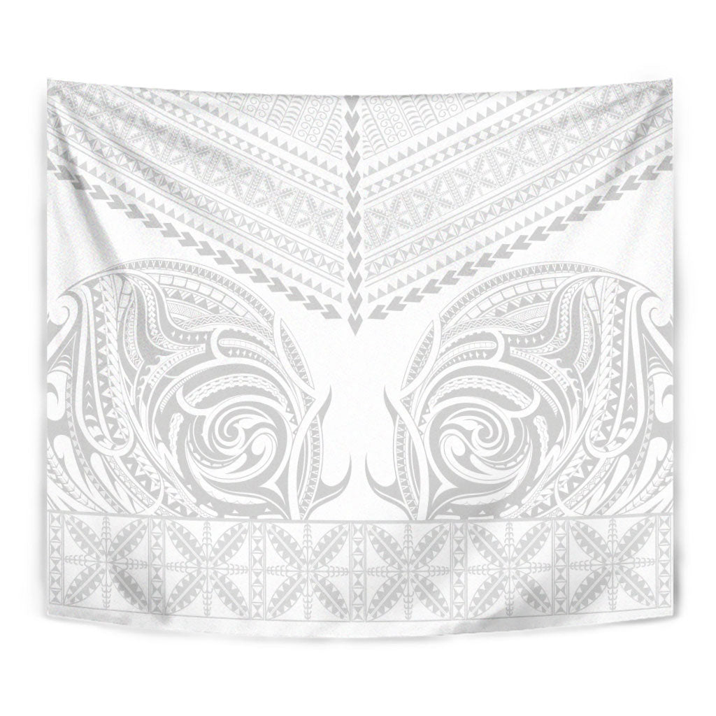 Niue White Sunday Tapestry Aho Tapu Fanau Hiapo Pattern LT14 - Polynesian Pride
