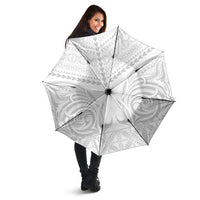 Niue White Sunday Umbrella Aho Tapu Fanau Hiapo Pattern LT14 - Polynesian Pride