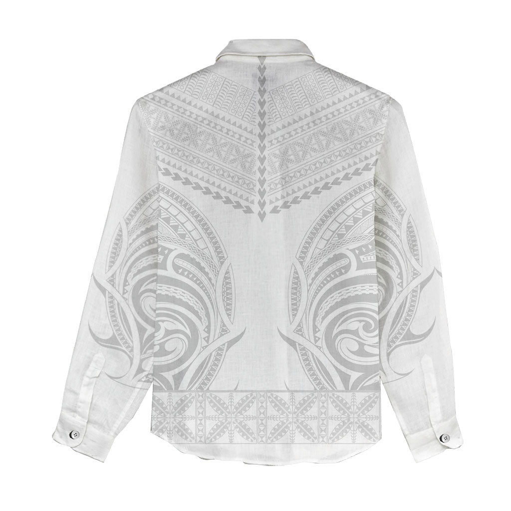 Niue White Sunday Women Casual Shirt Aho Tapu Fanau Hiapo Pattern LT14 - Polynesian Pride